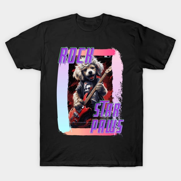 "Rock Star Dog: Rocker Canine with Electric Guitar" T-Shirt by LionCreativeFashionHubMx